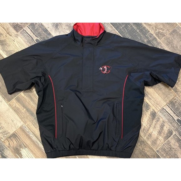 FootJoy DryJoys Jacket Men Black 1/2 Zip Short Sleeve Windbreaker Roaring Fork L - Picture 1 of 7